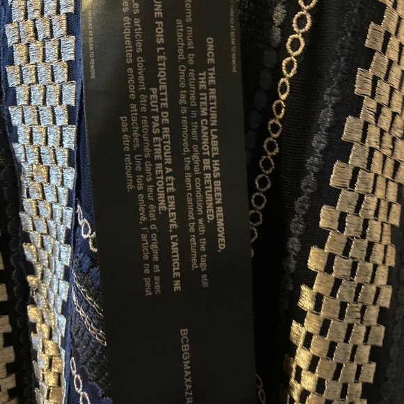 BCBG Metallic Navy Gold Handkerchief Dress Size 2 - Picture 8 of 10